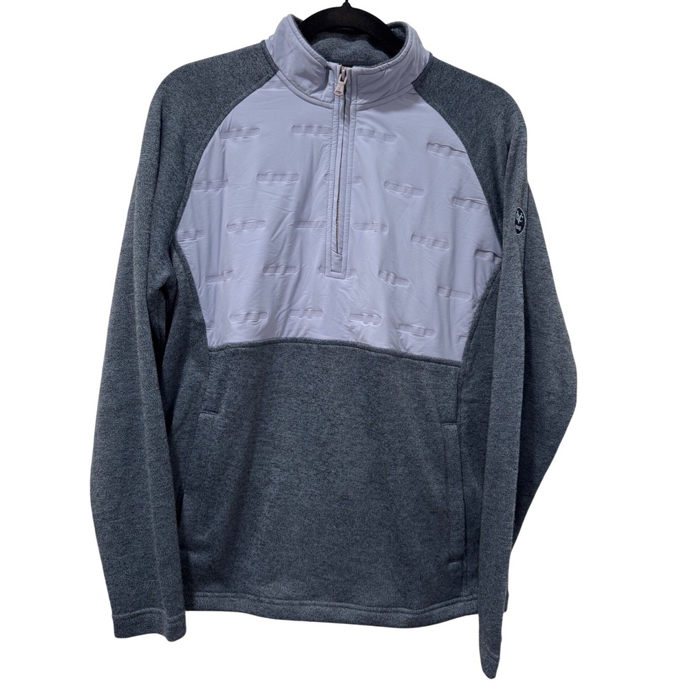 Johnnie-O Riggens Quarter Zip Pullover‎ Noreaster Blue Grey Pocket Mens Medium